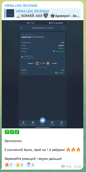 Результат ставки